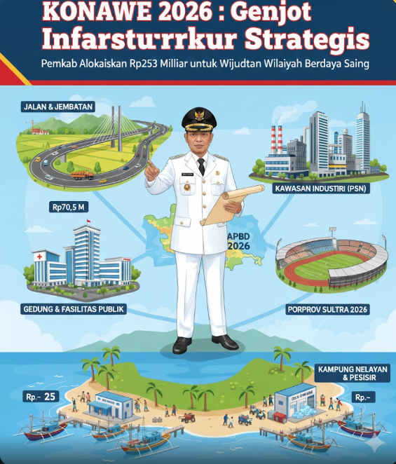 Konawe 2026: Genjot Infrastruktur Strategis, Pemkab Alokasikan Rp253 Miliar untuk Wujudkan Wilayah Berdaya Saing